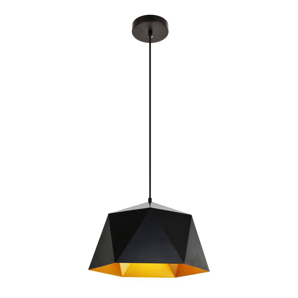 Alt View 2. Living District - Arden Collection Pendant D15.0'' H9.6 Lt:1 Black and Gold Finish - Black And Golden Inside.