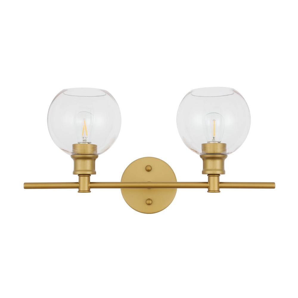 Alt View 9. Living District - Collier 2 light Brass and Clear glass Wall sconce - Brass And Clear Glass.