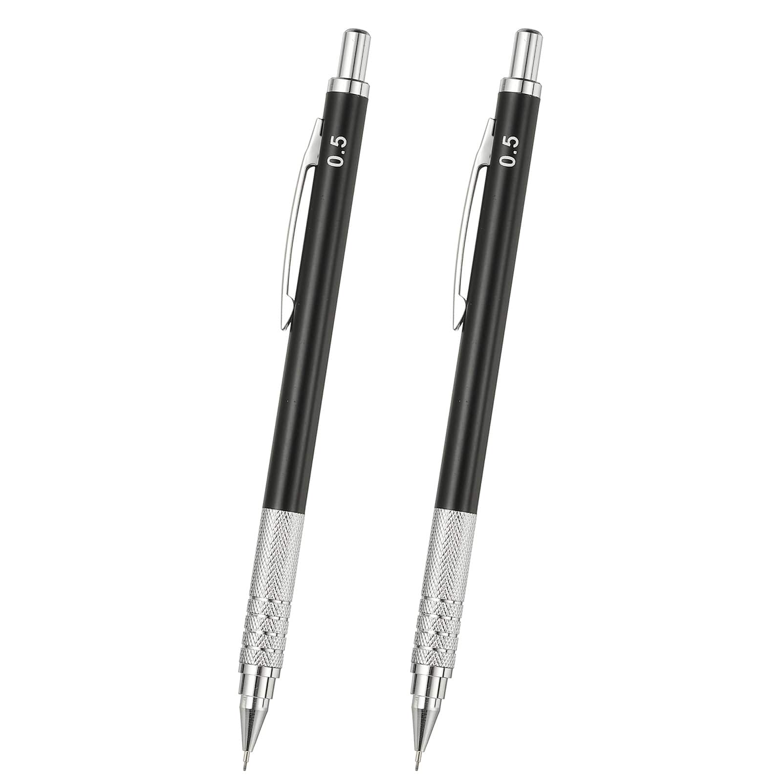 Unique Bargains - 2pcs Mech Pencil 0.5mm, Lead Holder Fine Point Metal for Drawing, Sketching, Woodworking - Black