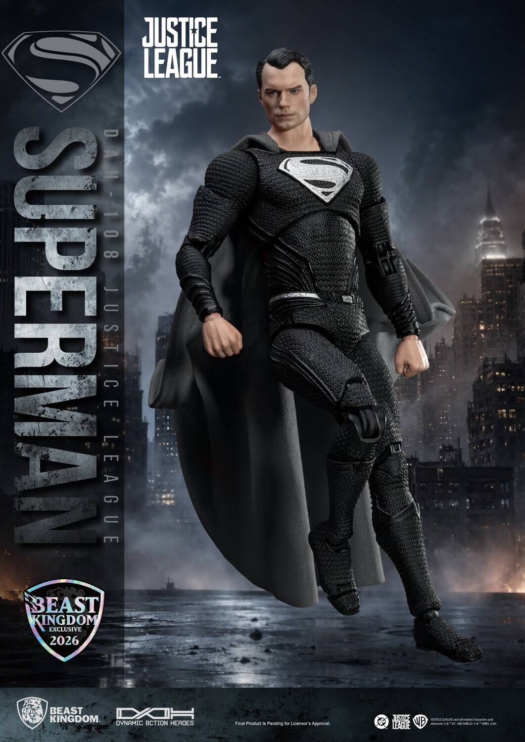JUSTICE LEAGUE. SDH-108 SUPERMAN JUSTICE LEAGUE BEAST KINGDOM EXCLUSIVE 2026 THEY BEAST KINGDOM DYNAMIC ACTION HEROES Final Product 14 Pending for Licensor's Approval, JUSTICE - & www.adwacky Chicken and LEAGUE WB DEDICIONS . me 100 MORA adidas