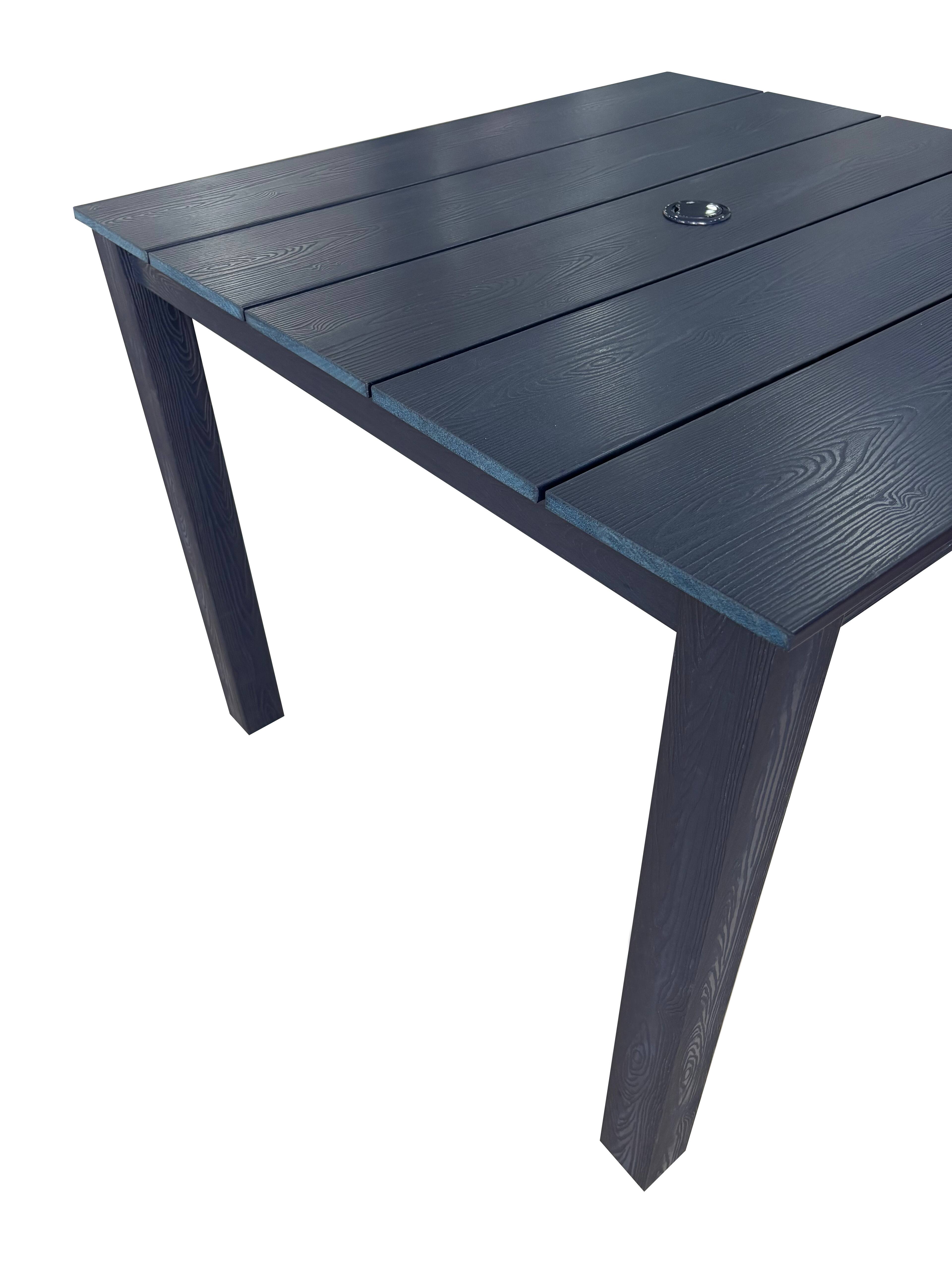 Left. Fortune Candy - 36.2-Inches Poly Lumber Outdoor Dining Table, HIPS Patio Dining Table with Umbrella Hole, Weather Resistant ( Navy Blue) - Navy Blue.
