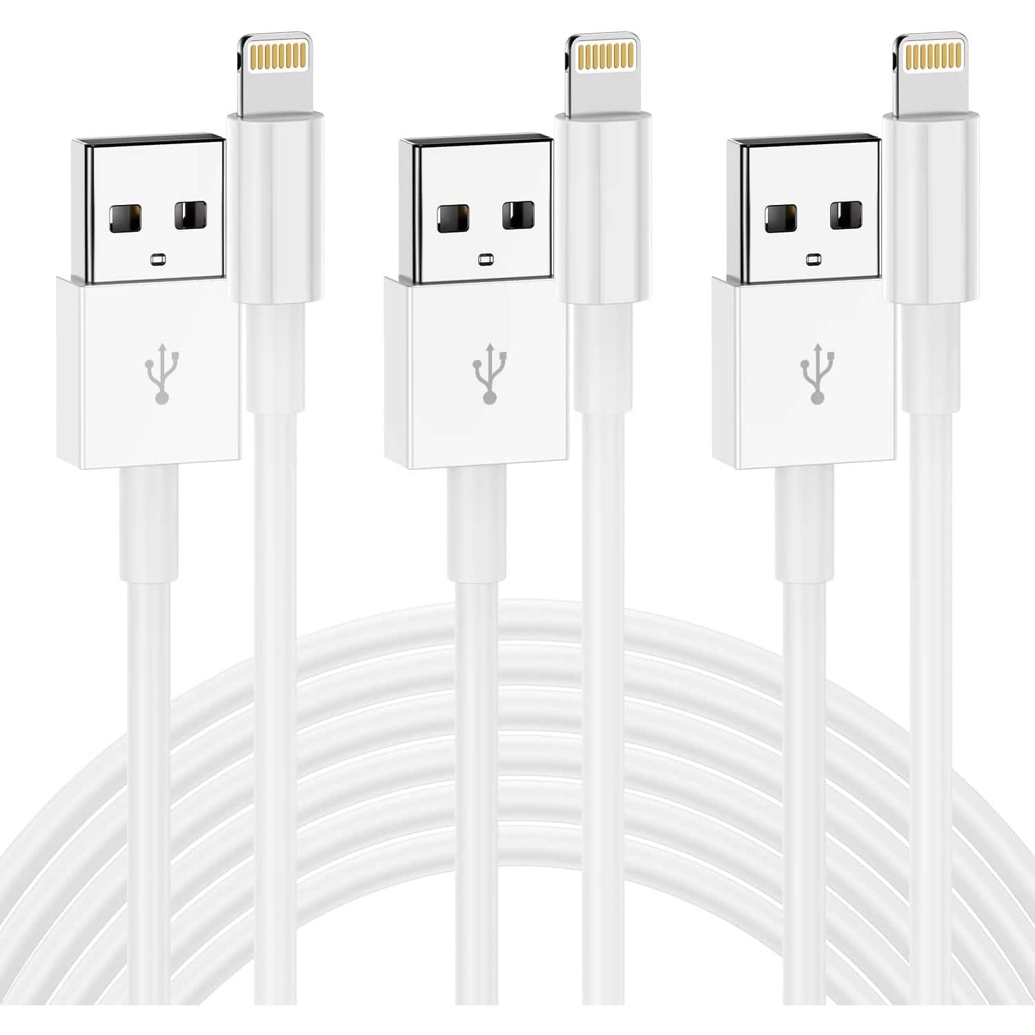 MOSZAR LLC - 3-Pack 10Ft MFi Certified Lightning Cable for iPhone & iPad - White