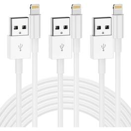 MOSZAR LLC - 3-Pack 10Ft MFi Certified Lightning Cable for iPhone & iPad - White