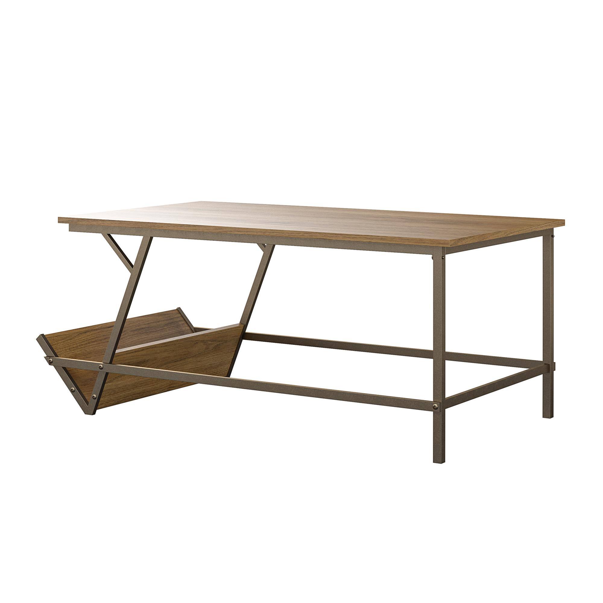 Alt View 4. Aukfa - Coffee Table - Laminated Particleboard & Metal Frame, 60lb Top & 20lb Shelf Capacity, 42"W x 23.4"D - Walnut.