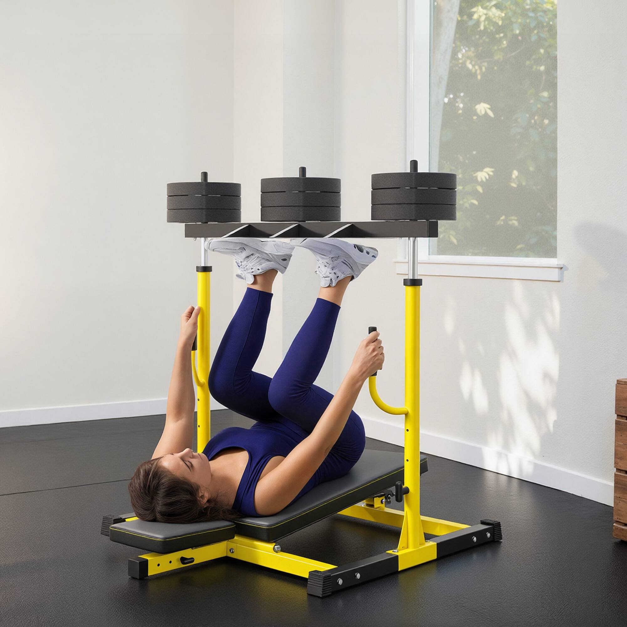 Alt View 8. Soozier - Leg Press Machine with Adjustable Leg, Back, and Head Positions - Yellow.