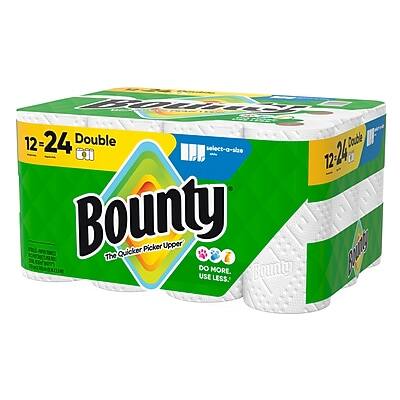 Bounty  
The Quicker Picker Upper  

12 = 24 Double  
Double C-Cell  

DO MORE. USE LESS.  

Bounty