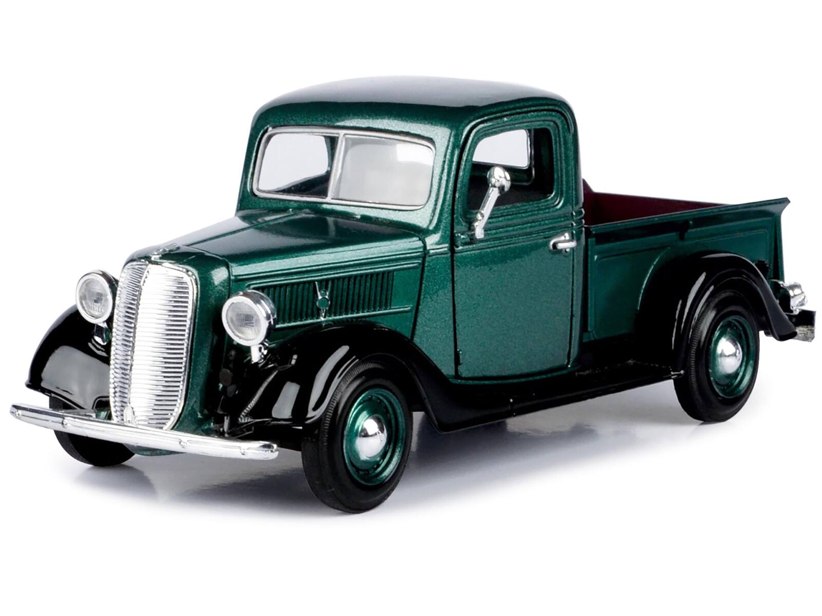 Angle. Motormax - 1937 Ford Pickup Truck Green and Black 1/24 Diecast Model Car by Motormax - Green And Black.