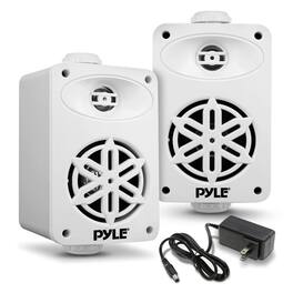Pyle - PyleUsa Bluetooth Indoor Outdoor Speakers – 200W Dual Waterproof 3.5" Speakers for Home, Boat, Marine, Patio - White