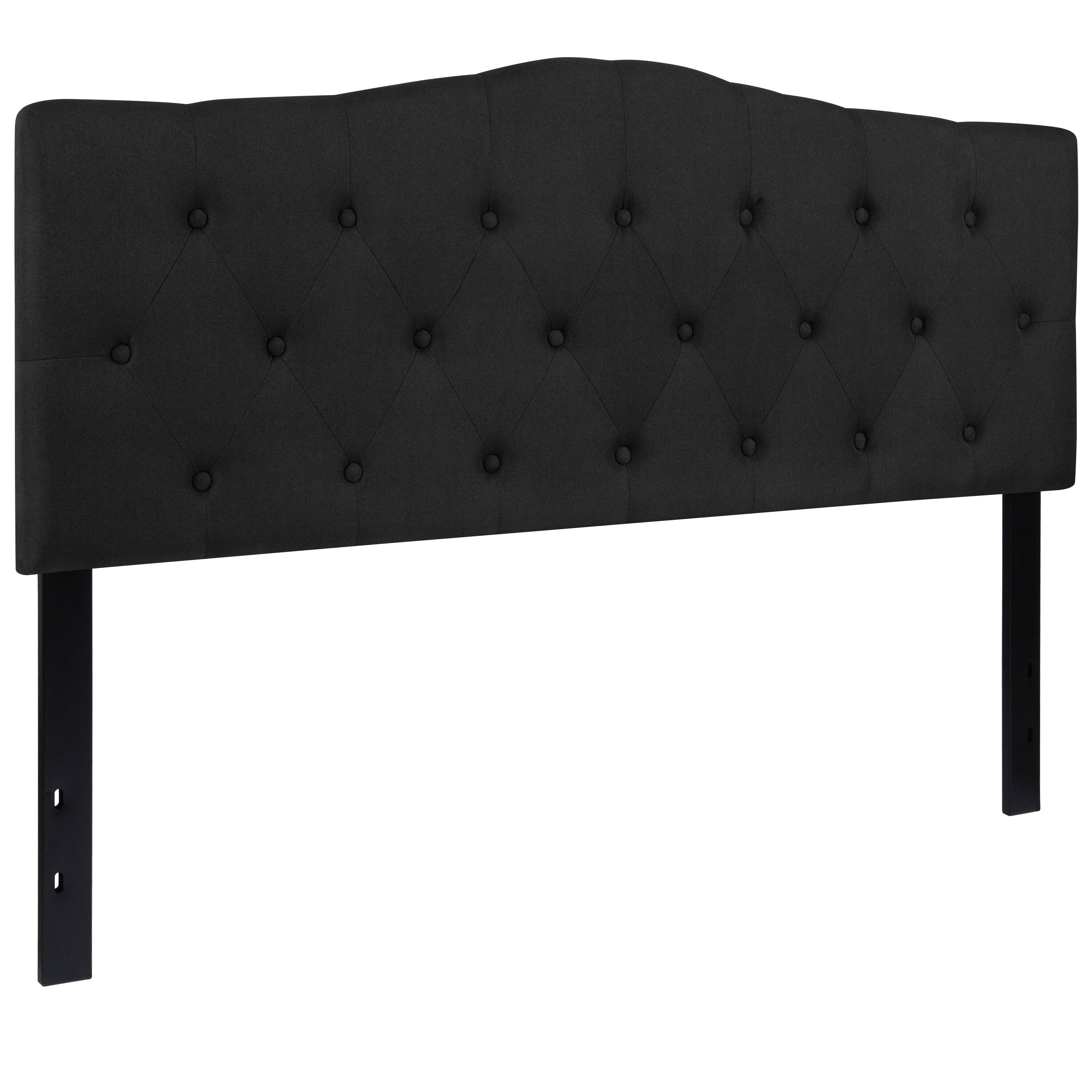 Alt View 1. Emma + Oliver - Arched Button Tufted Upholstered Headboard - Black.