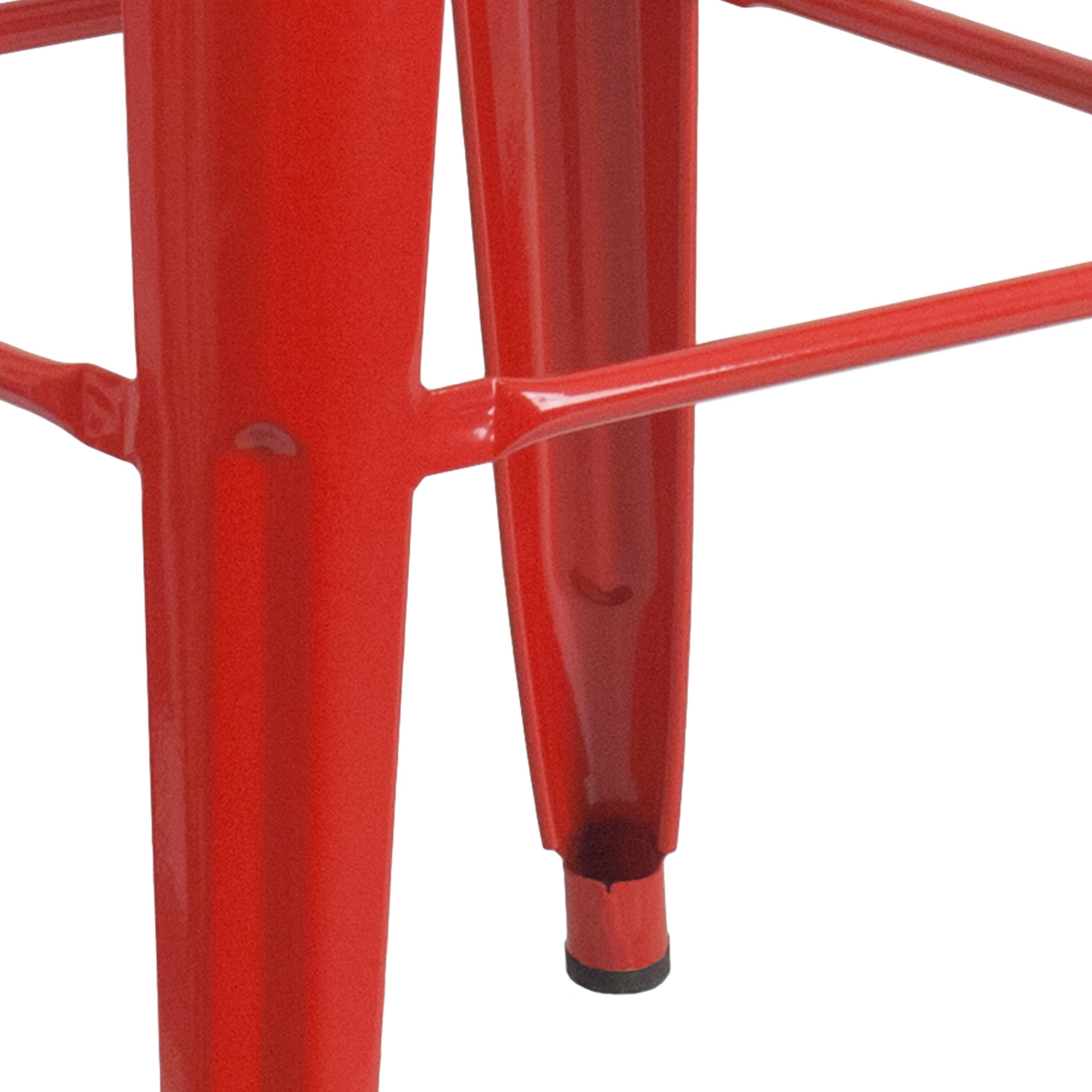 Alt View 8. Emma + Oliver - Commercial Grade 30"H Backless Metal Indoor-Outdoor Barstool with Square Seat - Red.