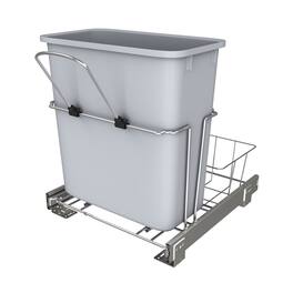 Rev-A-Shelf - 20 qt. Universal Waste Container with Rear Basket, RUKD-1420RB-1 - Gray