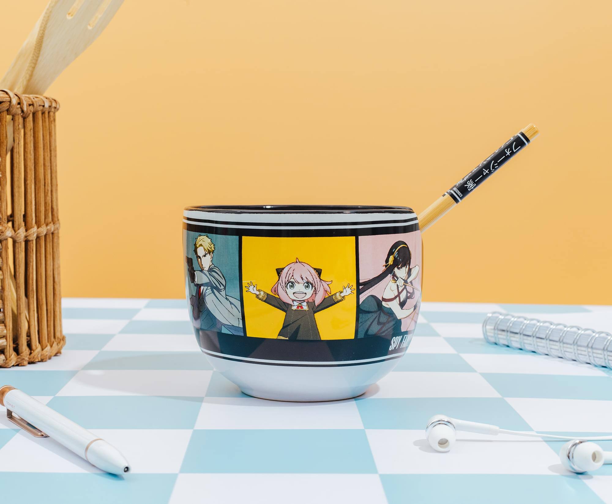 Alt View 2. Silver Buffalo - Spy x Family Character Grid 20-Ounce Ramen Bowl and Chopstick Set - White.