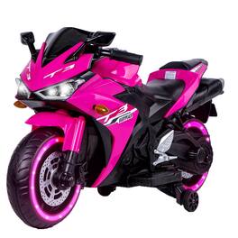 Boyel Living - 3+ Kids 12V Electric Motorcycle with Training Wheels Real Manual Throttle For Gift - Pink