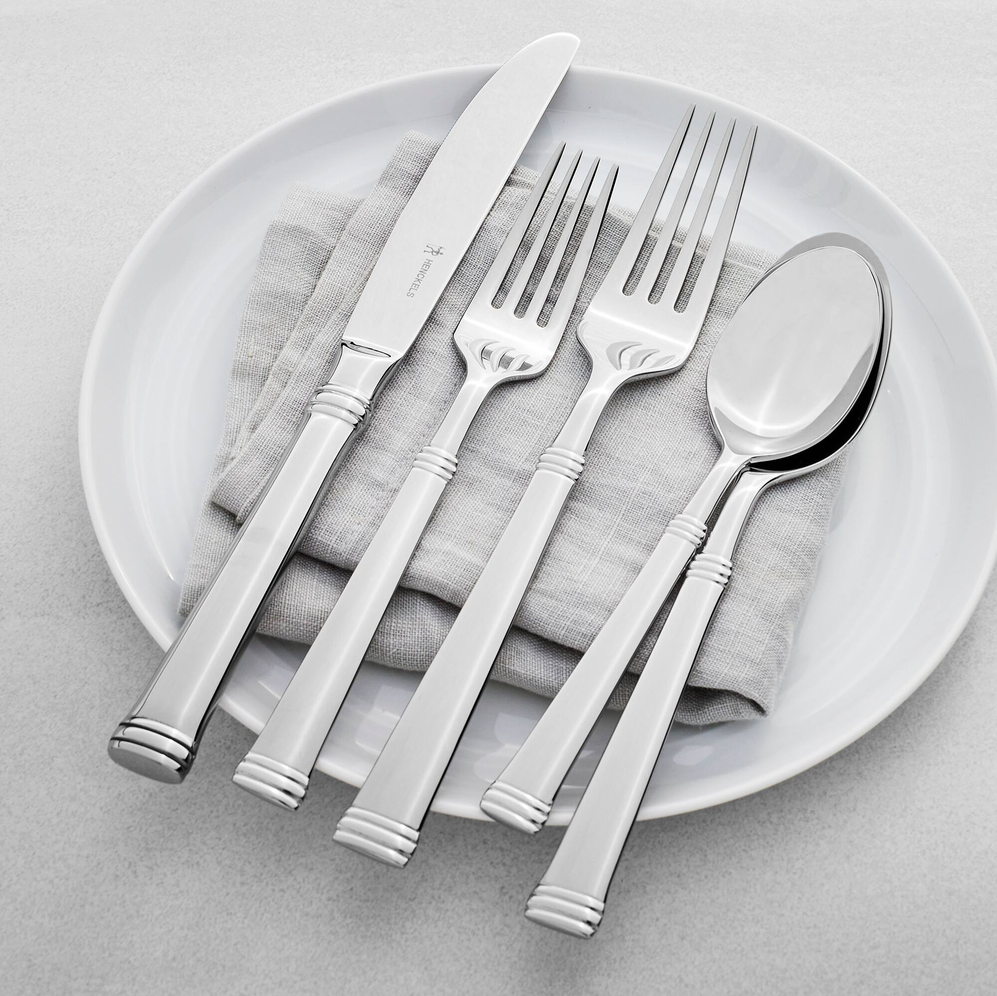 Alt View 3. Henckels - Henckels Plaza 65-pc 18/10 Stainless Steel Flatware Set - Stainless Steel.