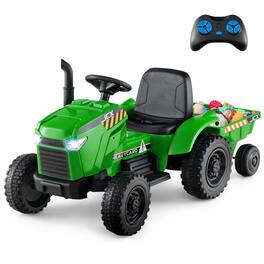 Gymax - 2-in-1 Kids Ride On Tractor 12V Battery Powered Toy Car w/ Remote Control - Green