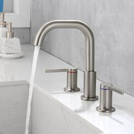 8 in Widespread Double Handle 1.2 GPM Bathroom Faucet with Quick Connect Hose and Water Supply Hose