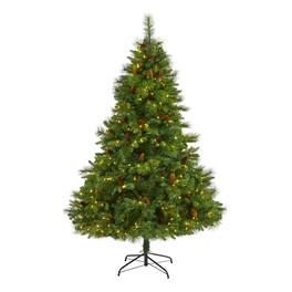 BreeBe - 6’ West Virginia Pine Christmas Tree w/300 LED and Cones - Green