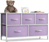 Front. Sorbus - Sorbus Dresser with 5 Drawers - Storage Chest Organizer Unit with Steel Frame, Wood Top, Easy Pull Fabric Bins Bedroom - Purple.