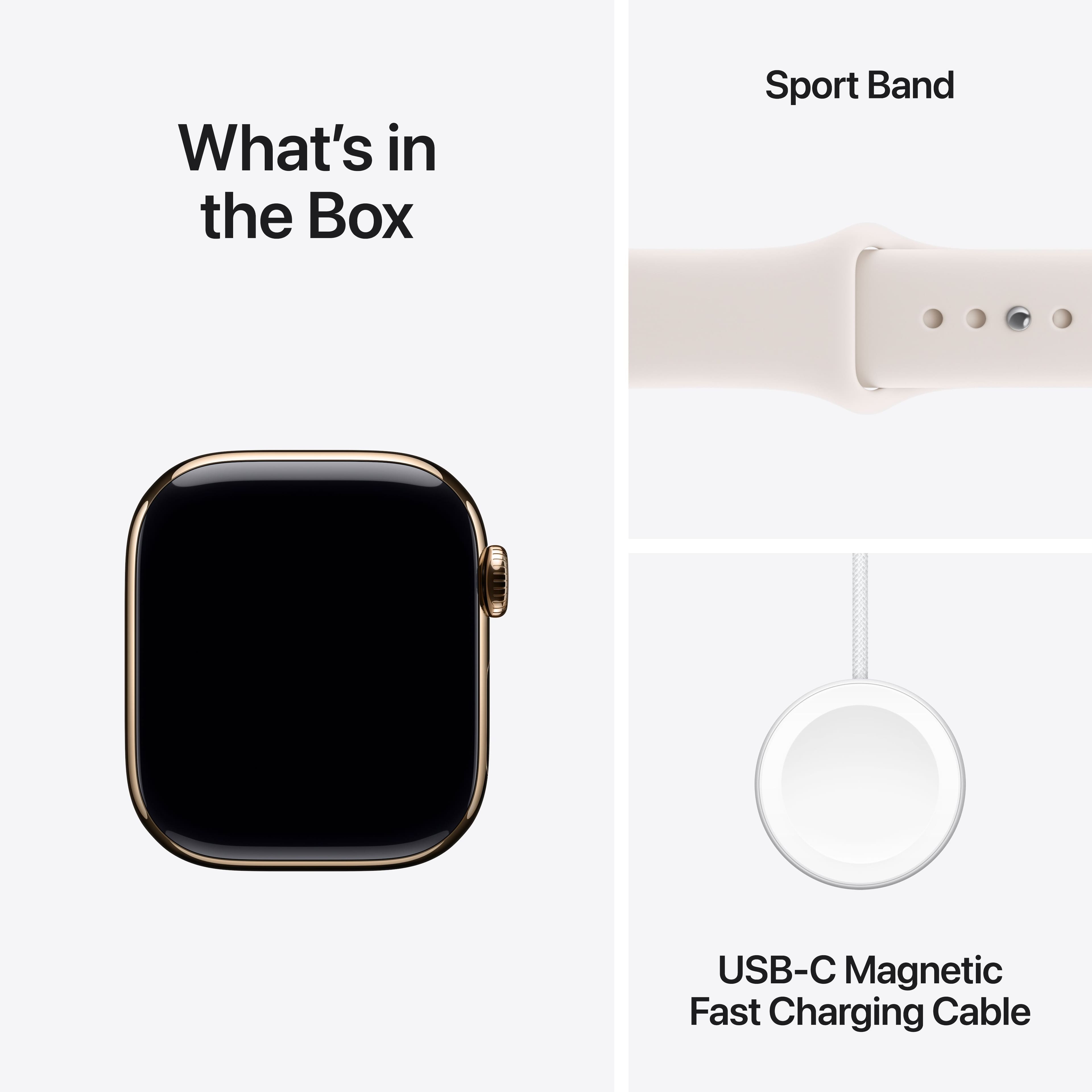 What's in the Box
Sport Band
USB-C Magnetic Fast Charging Cable
