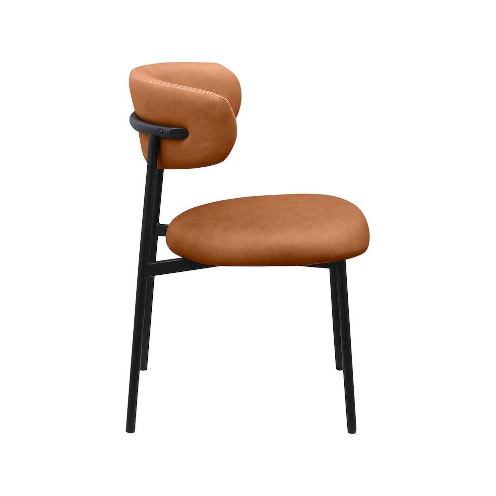 Alt View 3. Meridian Furniture - Lupita Cognac Vegan Leather Dining Chair, Set of 2 - Brown.