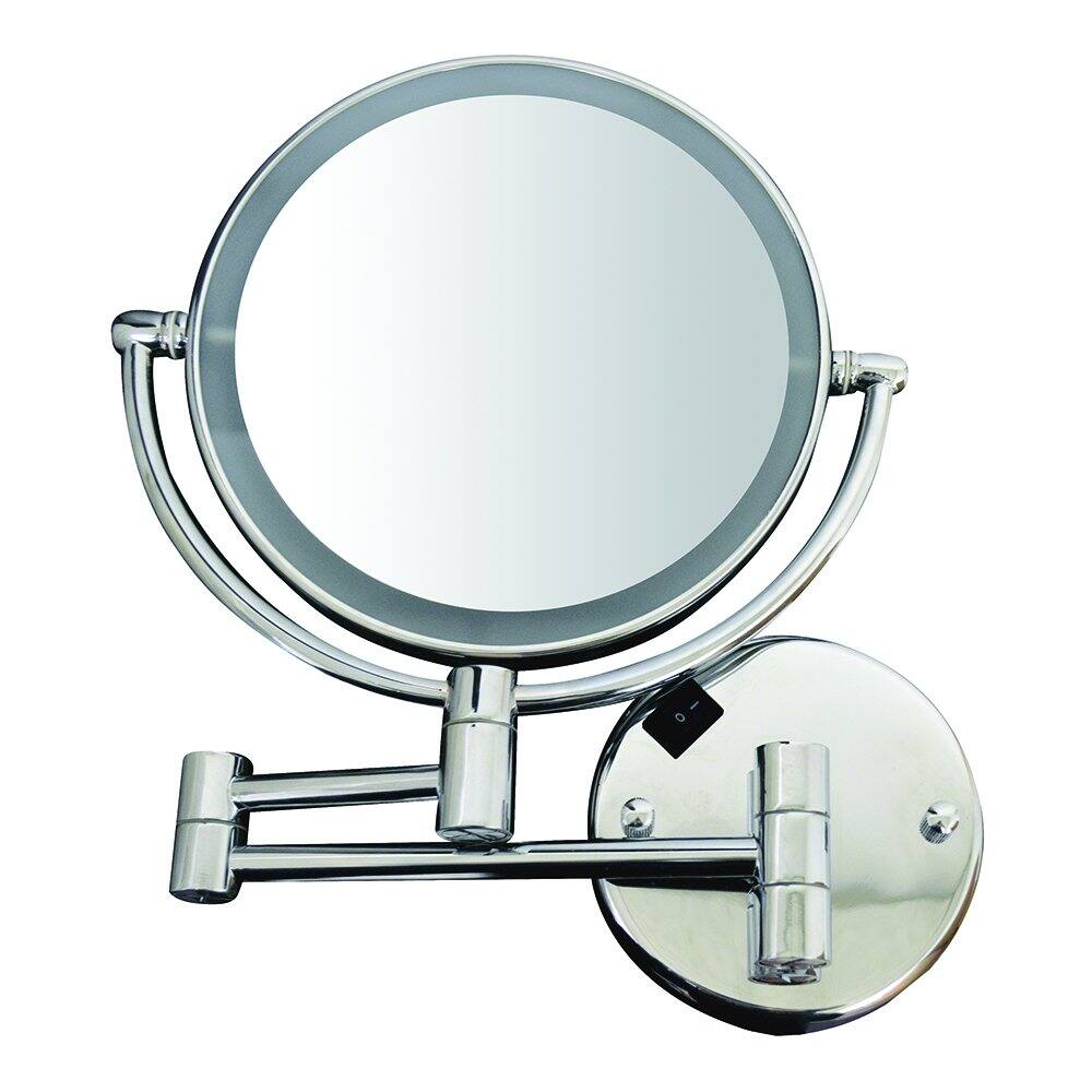 Front. Whitehaus - Round Wall Mount Dual Led 7X Magnified Mirror - Silver.