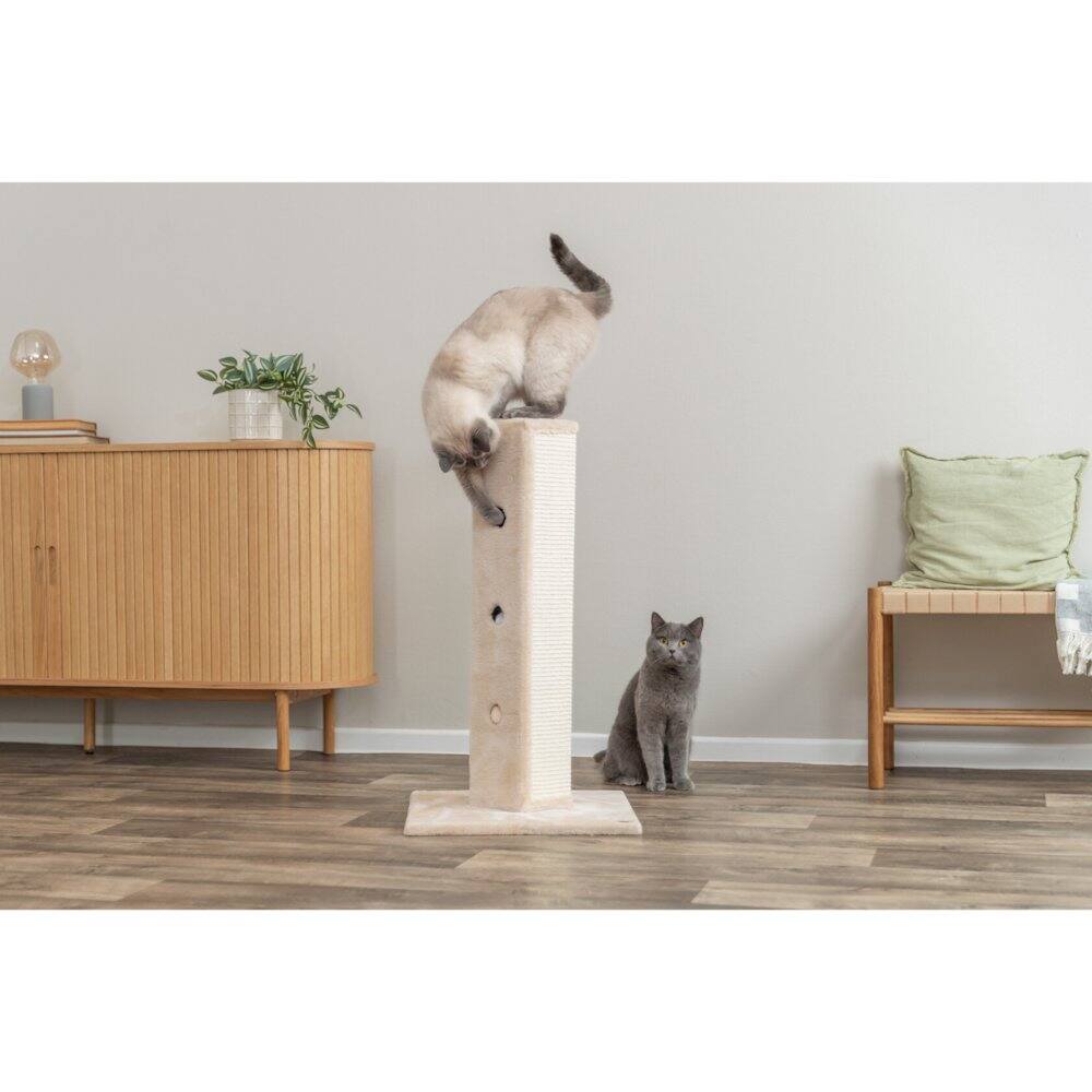 Alt View 2. TRIXIE - Soria Plush & Sisal Square Scratching Posts, Cat Toys for Hunting - Beige.