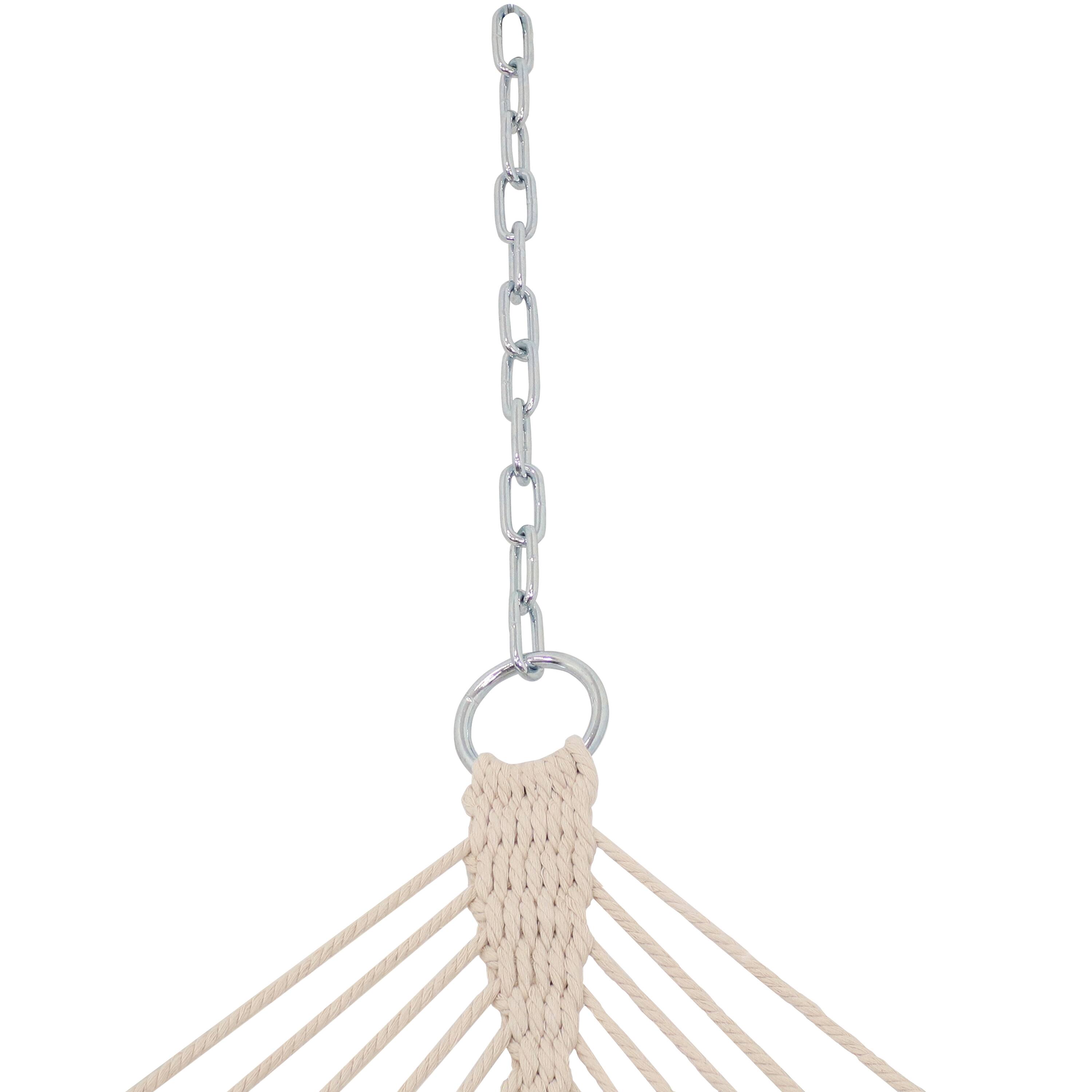 Alt View 9. Sunnydaze - 2-Person Woven Hammock with Spreader Bars and Fringe - Natural.