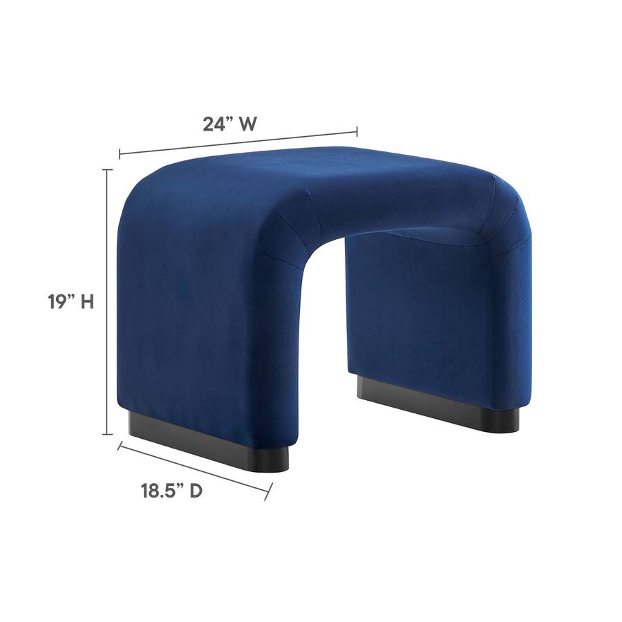 Koda Performance Velvet Waterfall Stool by Modway Black Midnight Blue ...