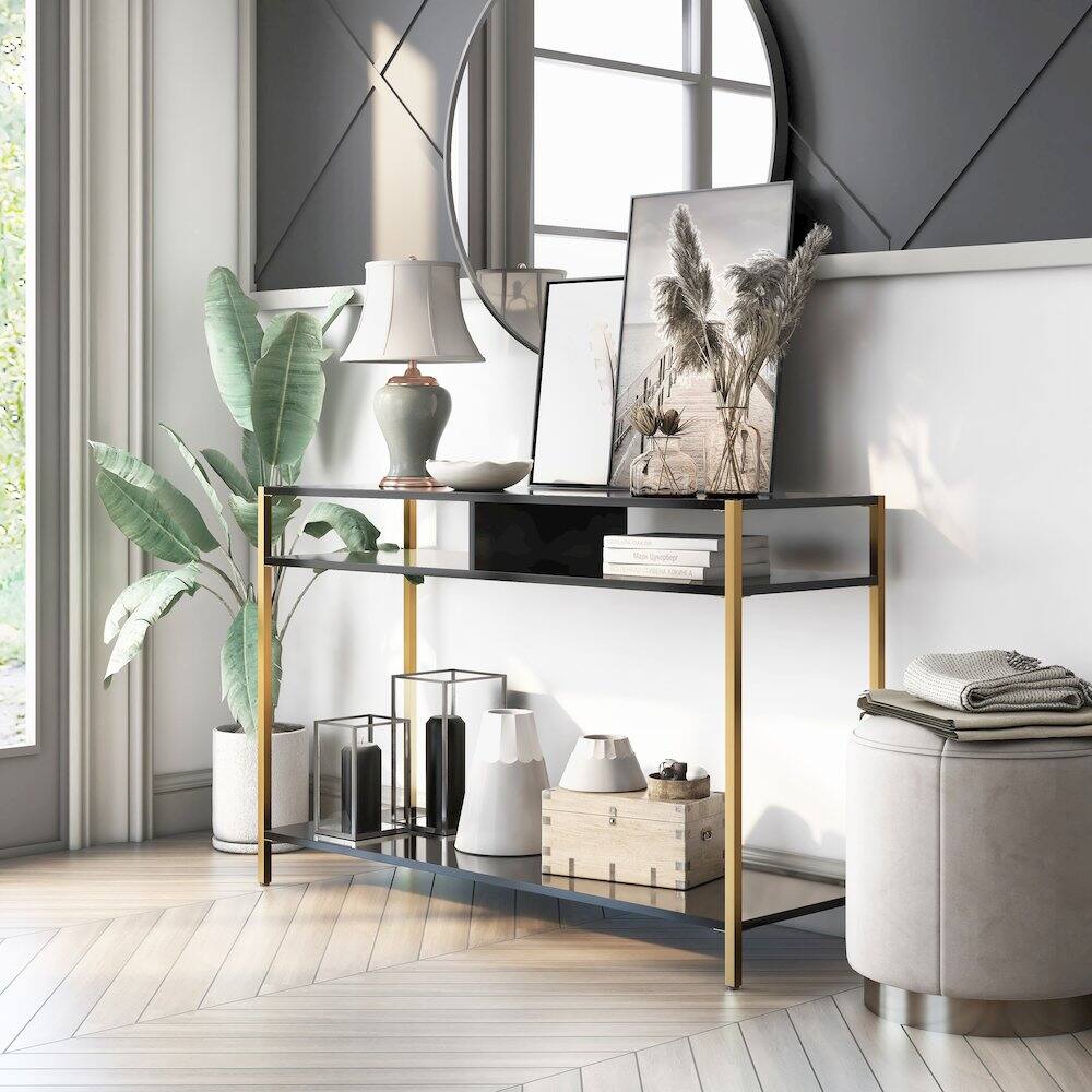 Alt View 3. Furniture of America - Mirah Contemporary Metal 3-Shelf Console Table - Black.