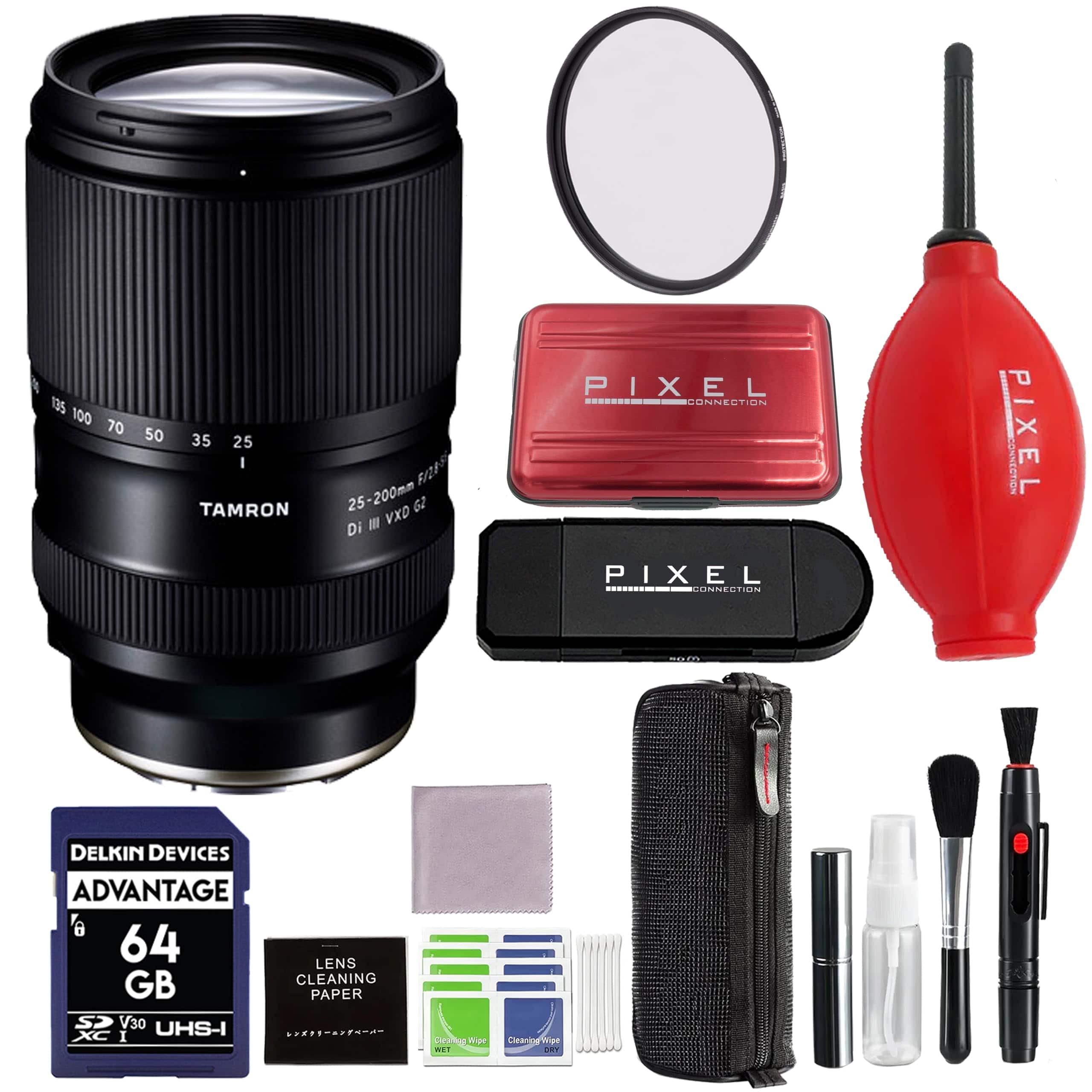 Tamron - 25-200mm f/2.8-5.6 Di III VXD G2 Lens for Sony E with Advance Accessories and Travel Bundle | AFA075S700 - Black