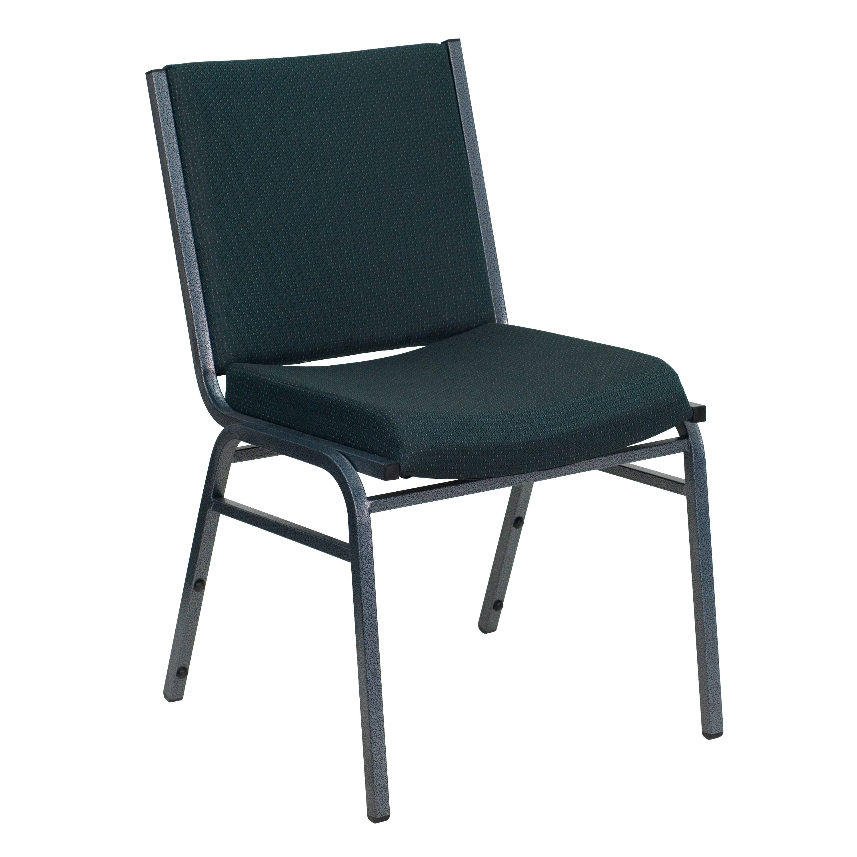 Emma + Oliver - Heavy Duty Reception/Guest Stack Chair - Green Patterned Fabric