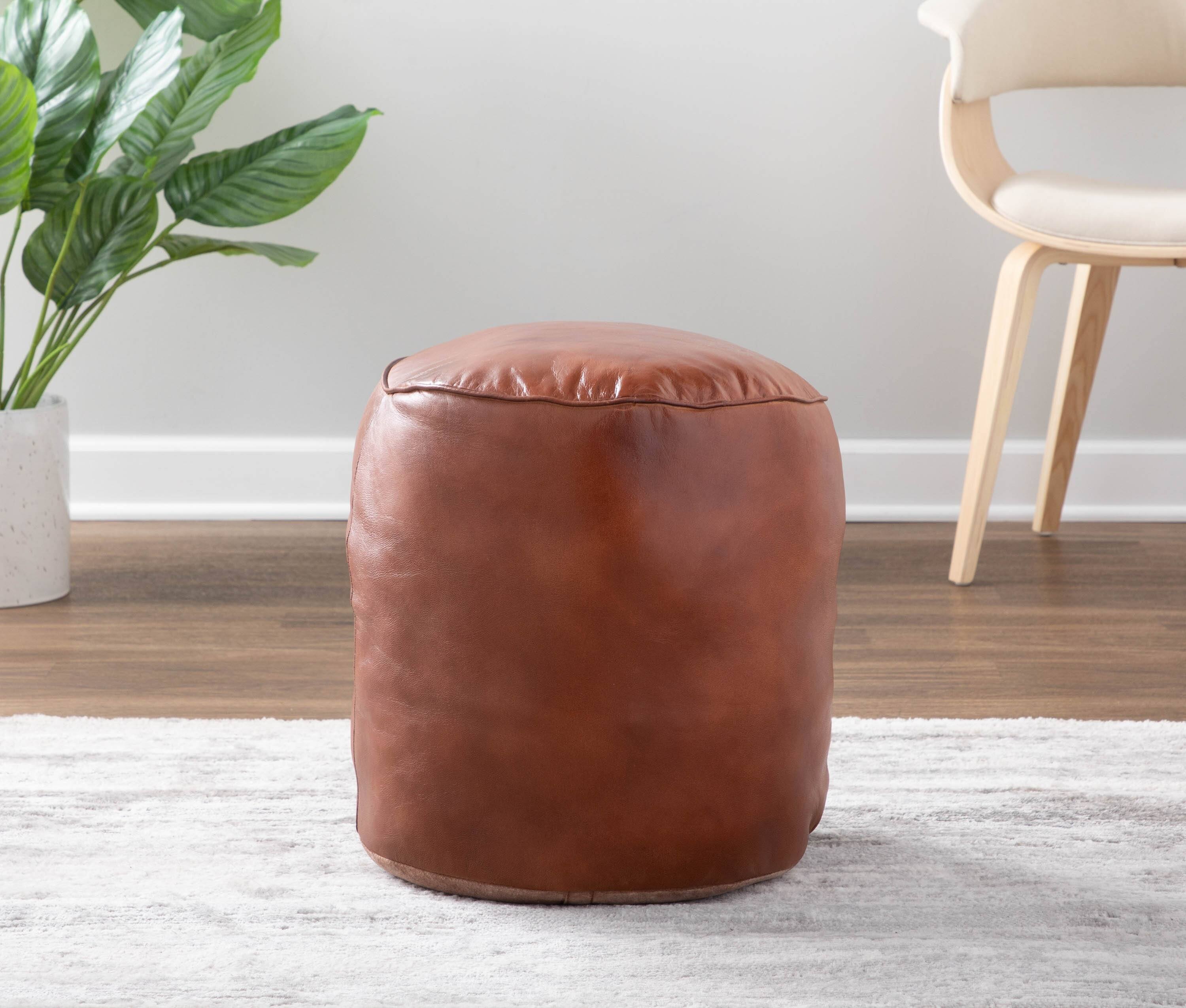 Back. Tiramisubest - Industrial Pouf in Brown Leather - Brown.