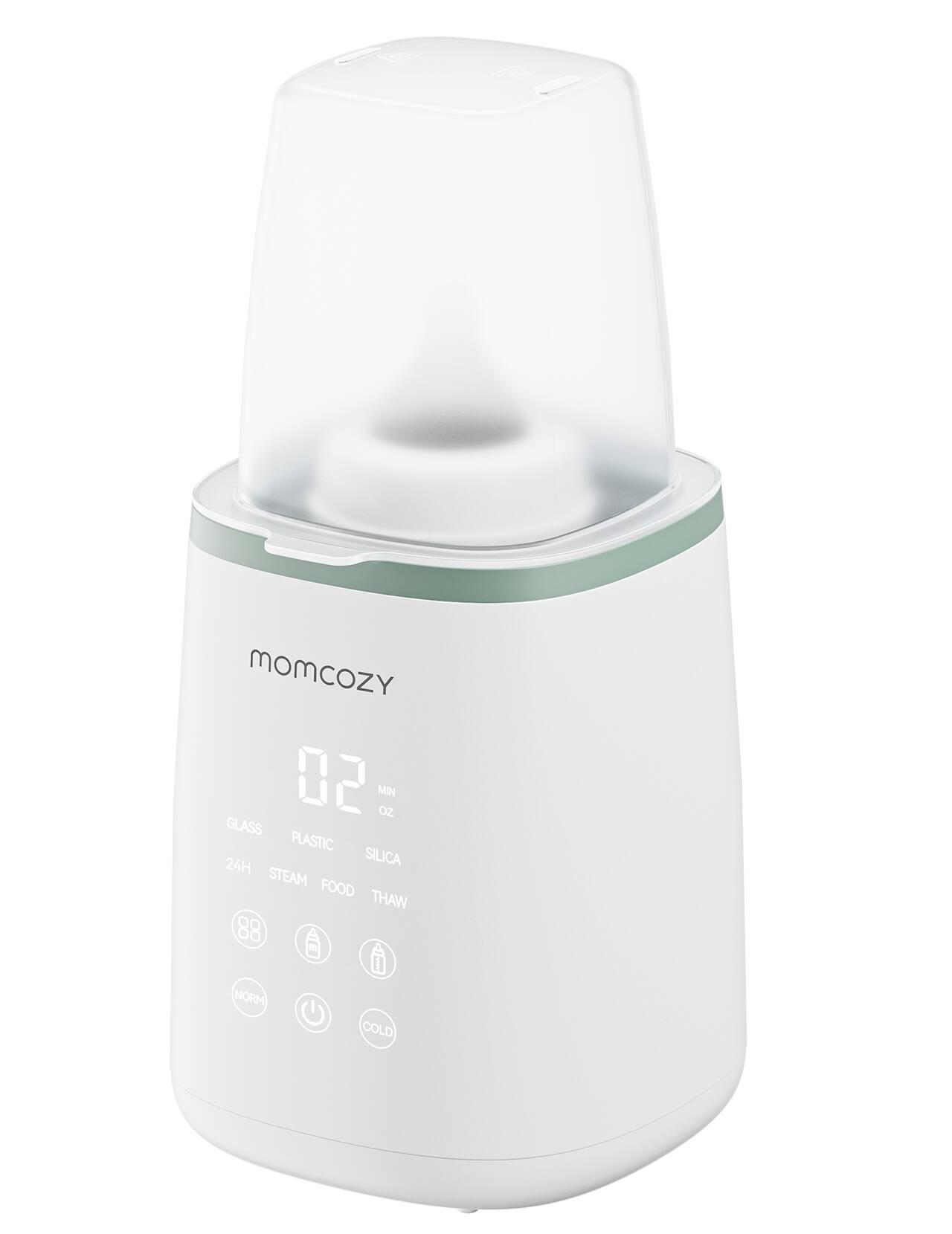 momcozy 02 MIN OZ GLASS PLASTIC 24H SILICA STEAM FOOD THAW  
NORM  
COLD