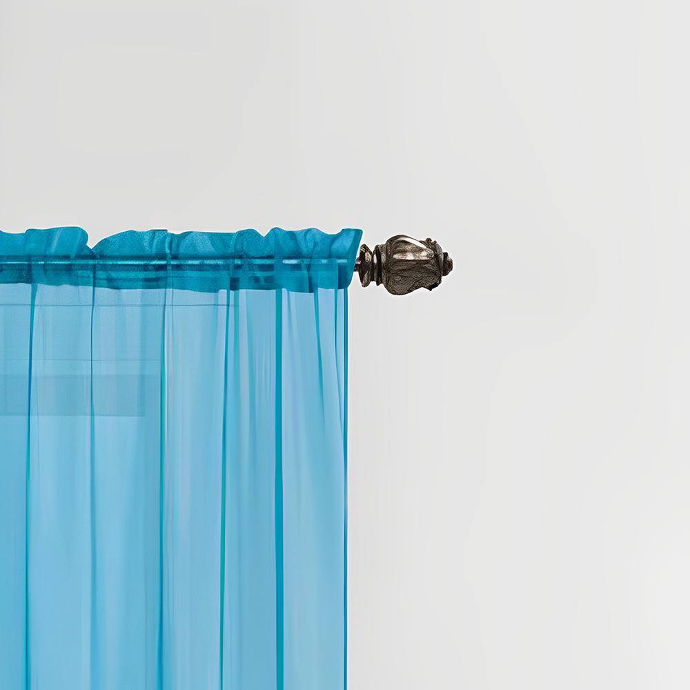 Left. RT Designers Collection - RT Designers Collection Celine Neon Blue Sheer Rod Pocket Curtain Panel 55 x 90 in. - Blue.