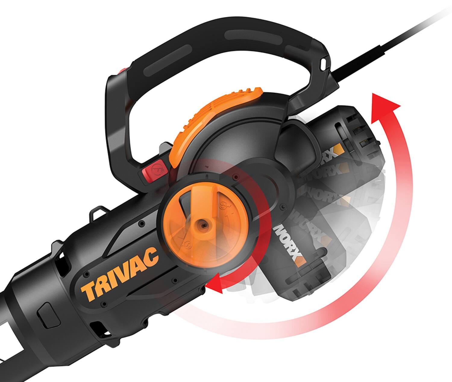 Angle. WORX - 12 Amp TRIVAC 75 MPH 600 CFM Electric Leaf Blower/Mulcher/Vacuum - Black.