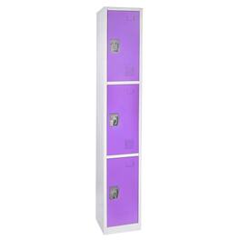 AdirOffice - Storage Locker 629-Series 72" H 3-Tier Steel Compartment Key Lock Locker with Key Lock - Purple