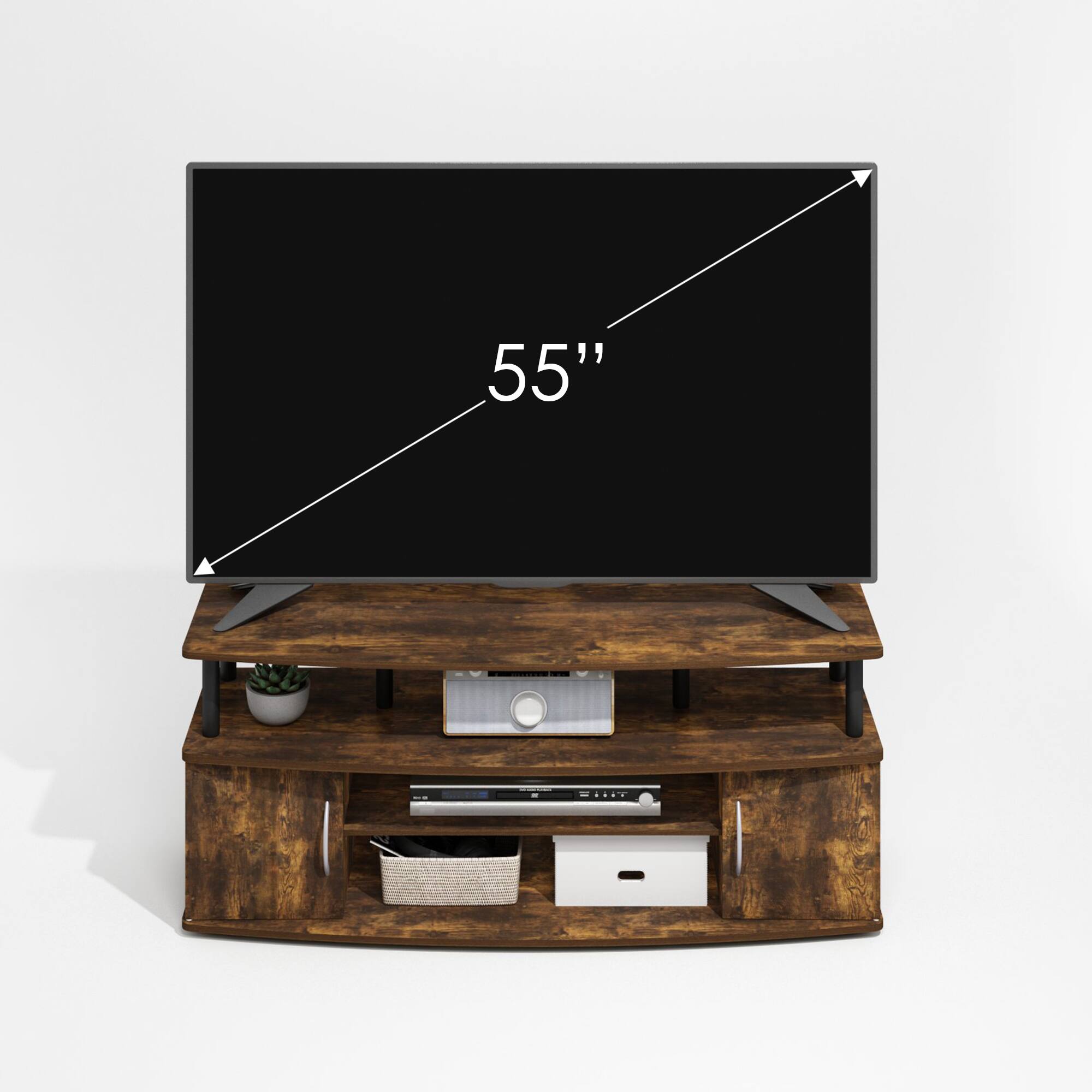 Alt View 4. Furinno - JAYA Large Entertainment Center Hold up to 55-IN TV - Amber Oak/Black.