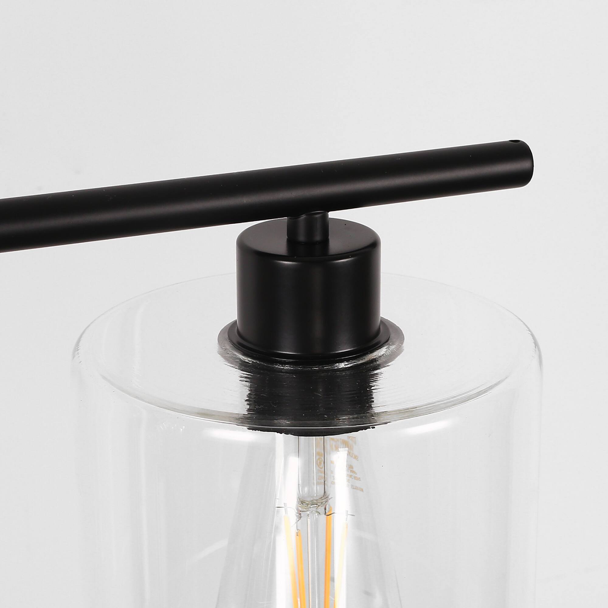 Alt View 4. Jandcase - JANDCASE 3-Light Black Island Pendant Light, Clear Glass Shades E26 Socket, Non-Integrated Bulbs, for Kitchen Island - Black.