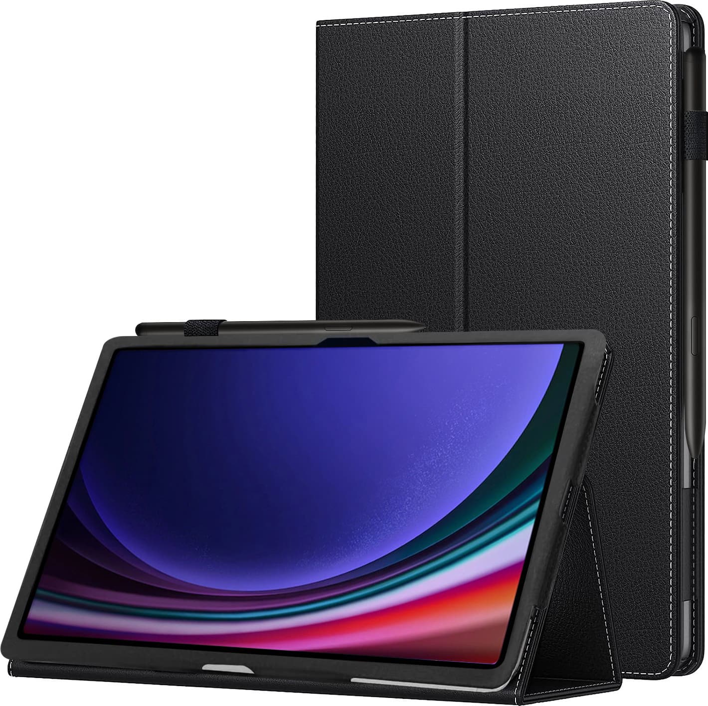 SaharaCase - Folio Case for Samsung Galaxy Tab S7 FE, Tab S8+, Tab S9+, and Tab S9 FE+ - Black - Front_Zoom
