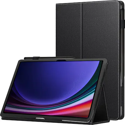 Front. SaharaCase - Folio Case for Samsung Galaxy Tab S7 FE, Tab S8+, Tab S9+, and Tab S9 FE+ - Black.