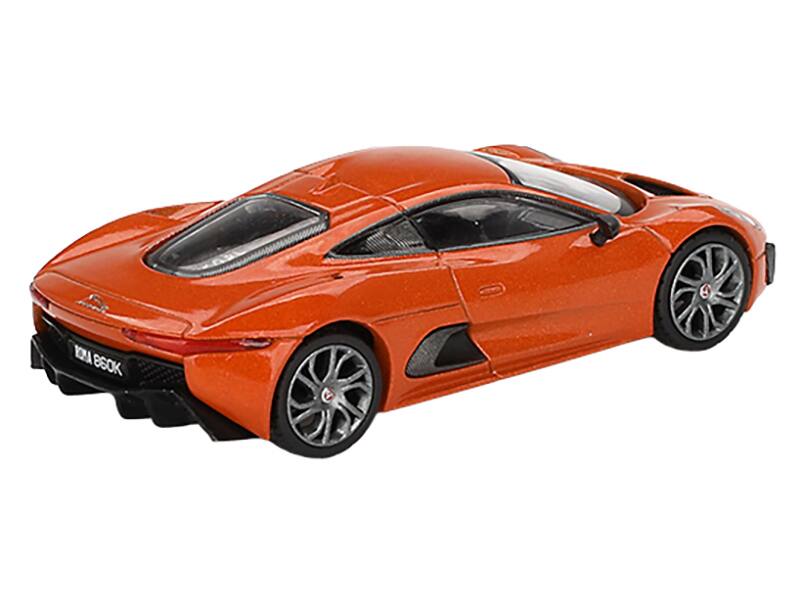 Left. Mini GT - Jaguar C-X75 Orange Metallic 007 James Bond "Spectre" (2015) Movie Limited Edition 1/64 Diecast Model Car by Mini GT - Orange Metallic.