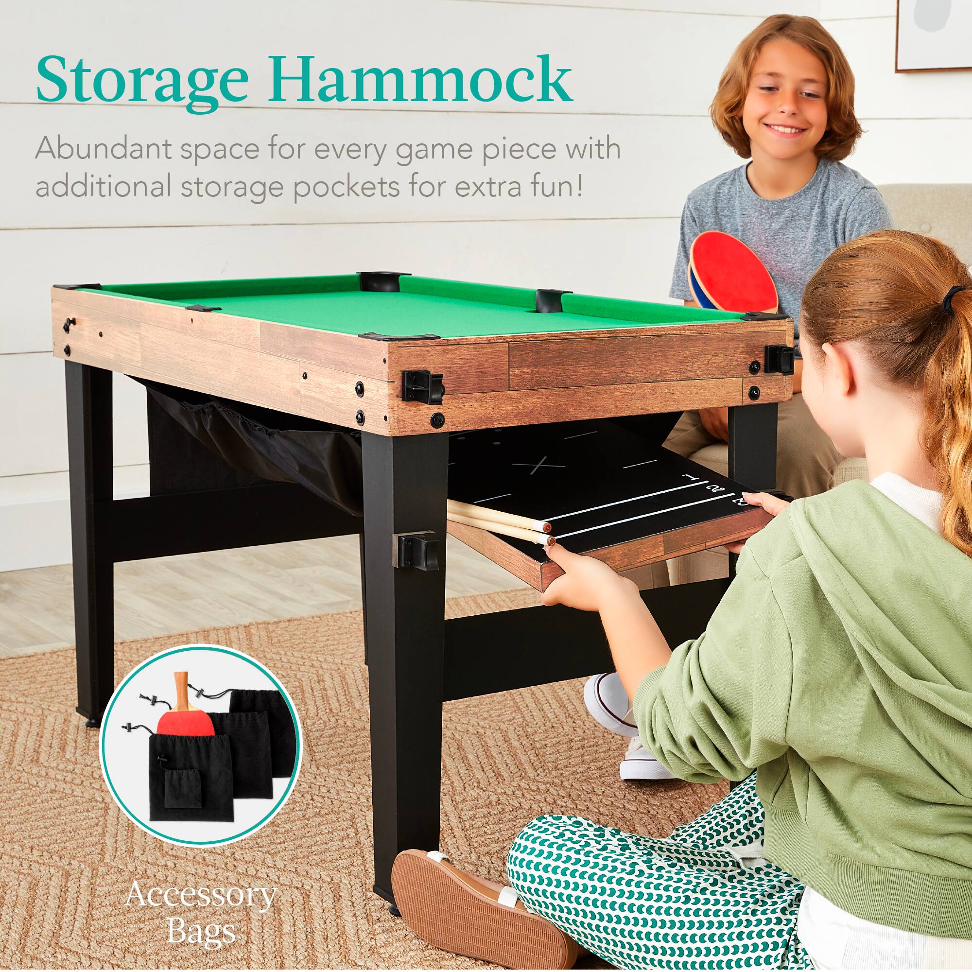 Storage Hammock

Abundant space for every game piece with additional storage pockets for extra fun!

Accessory Bags