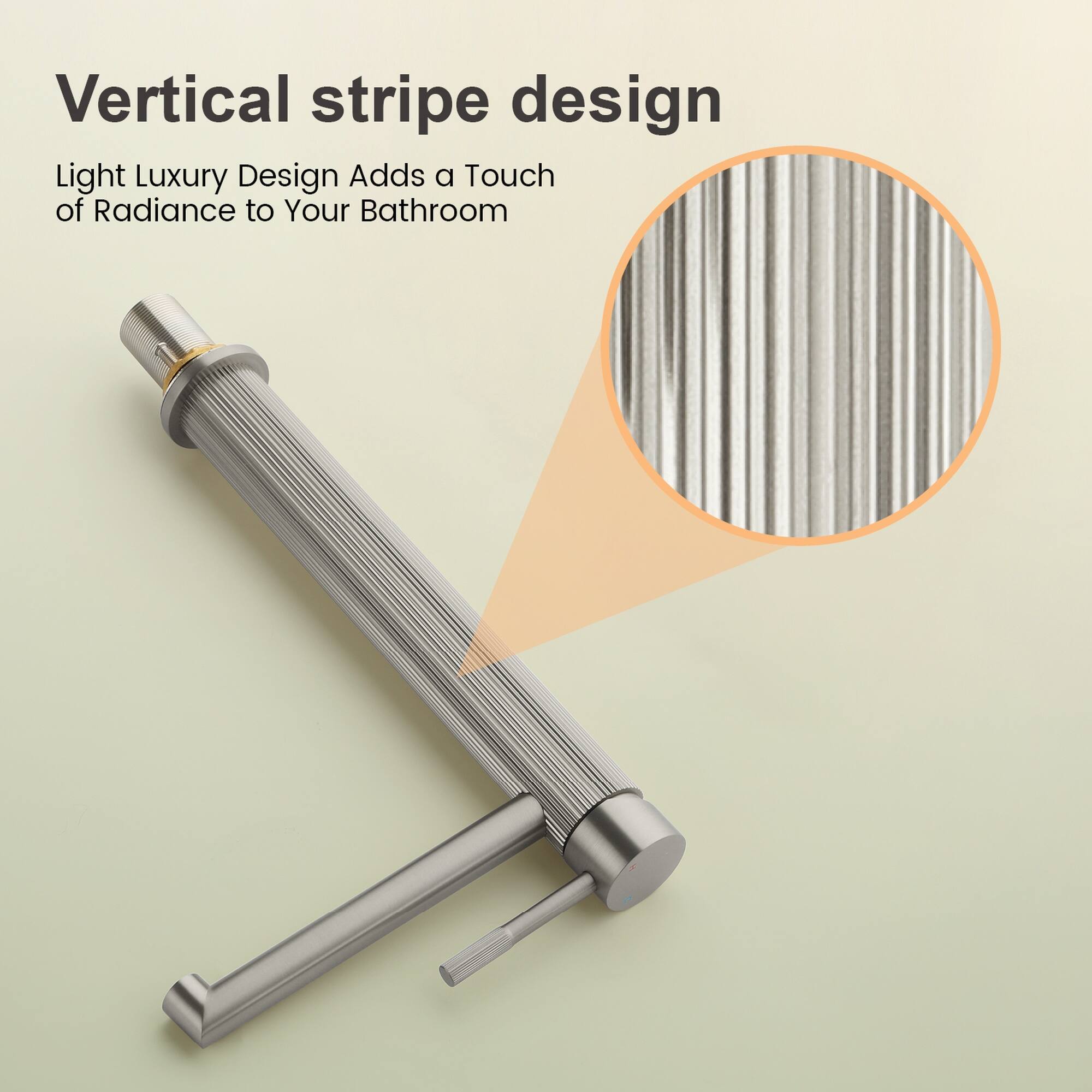 Vertical stripe design  
Light Luxury Design Adds a Touch of Radiance to Your Bathroom