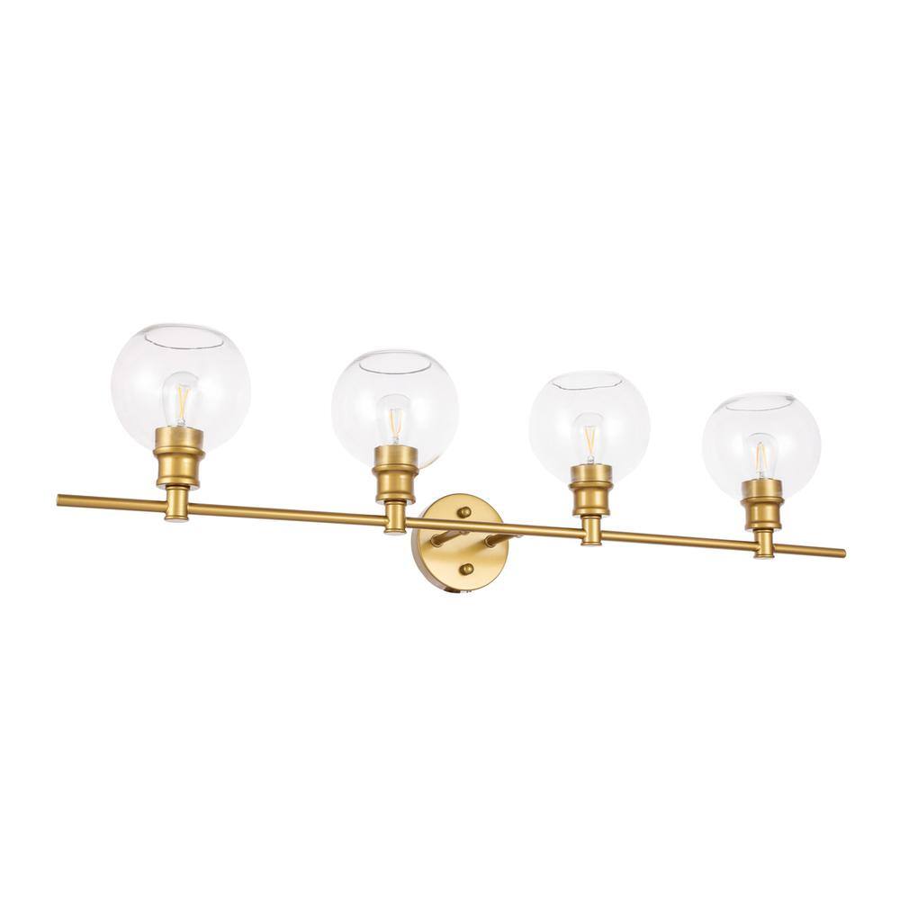 Alt View 7. Living District - Collier 4 light Brass and Clear glass Wall sconce - Brass And Clear Glass.