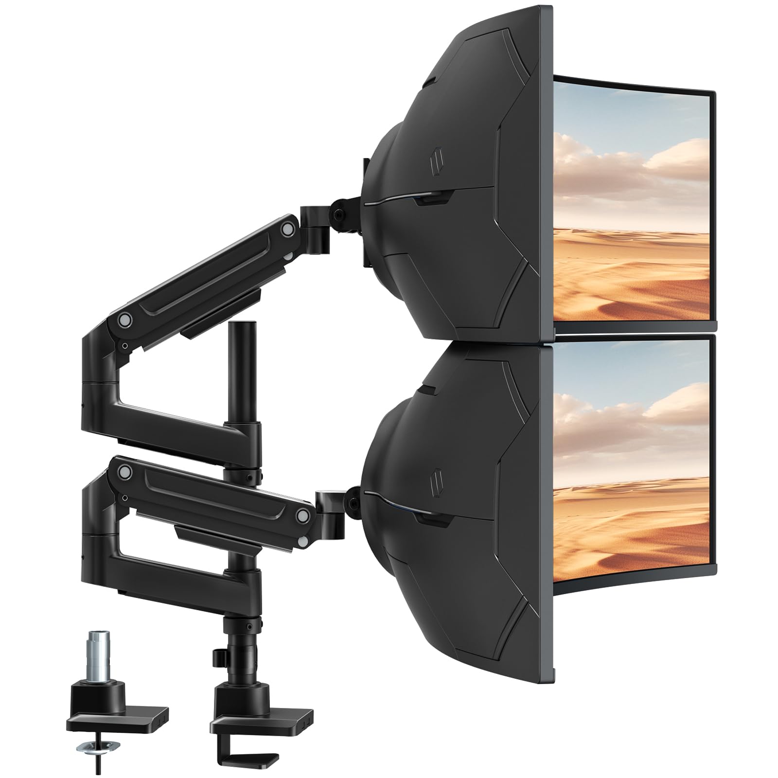 Alt View 6. Earthley Blooms - Dual Monitor arm Heavy duty 17 Screens Vertical Stacked Monitor Arm Desk Mount Ultrawide Up s Fully Adjustabil - 49inch Steel.
