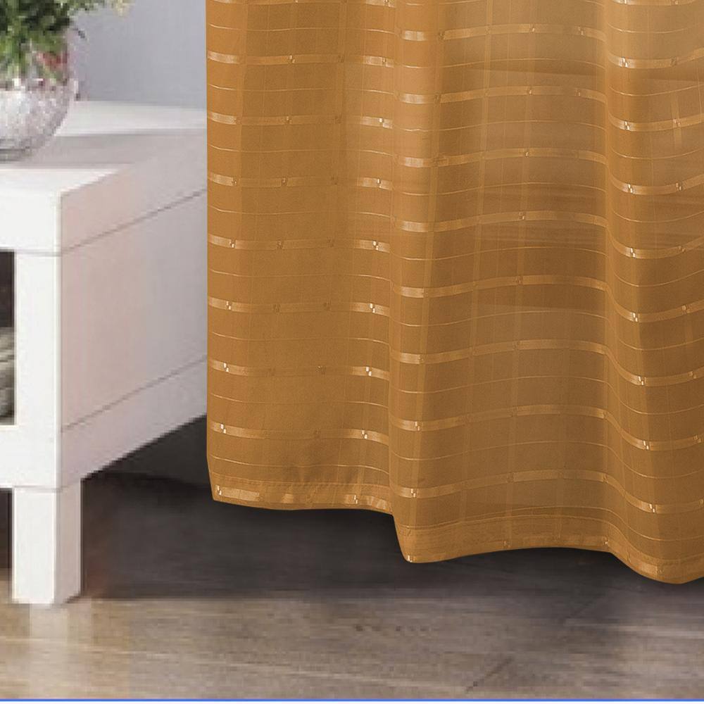Back. RT Designers Collection - RT Designers Collection Gold Wanda Box Voile Grommet Curtain Panel 54" x 90" - Gold.