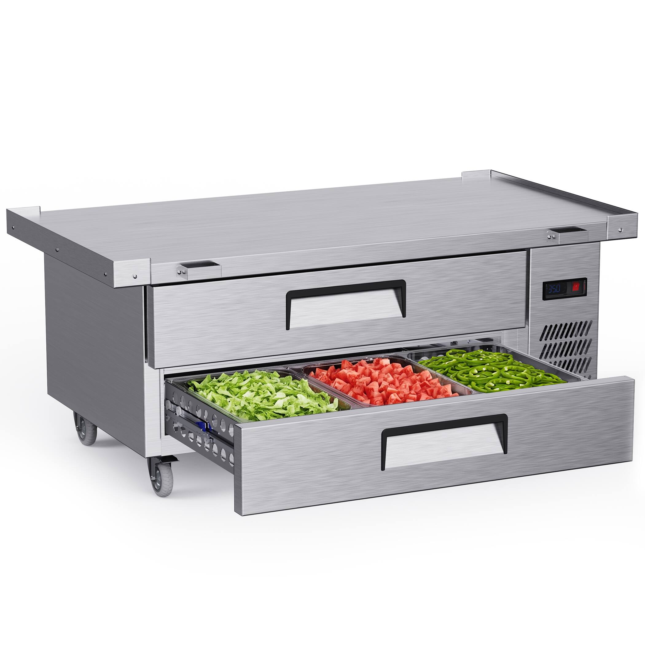 Coolake 60 in. 10 cu. ft. Commercial Undercounter Worktop Refrigerator ...