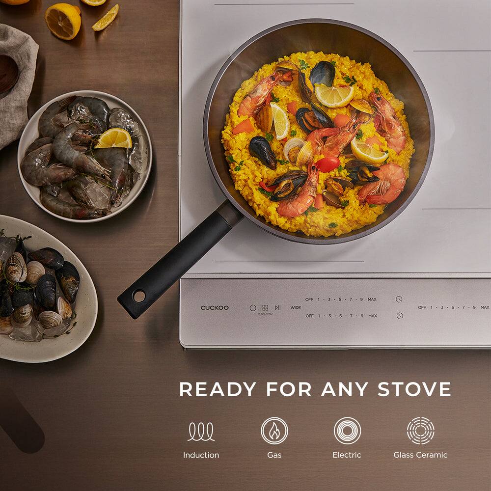 Cuckoo - 11" Ceramic Nonstick Wok Pan, Nonstick, Induction Compatible COP-B2810HGB - Black - Thumbnail 5