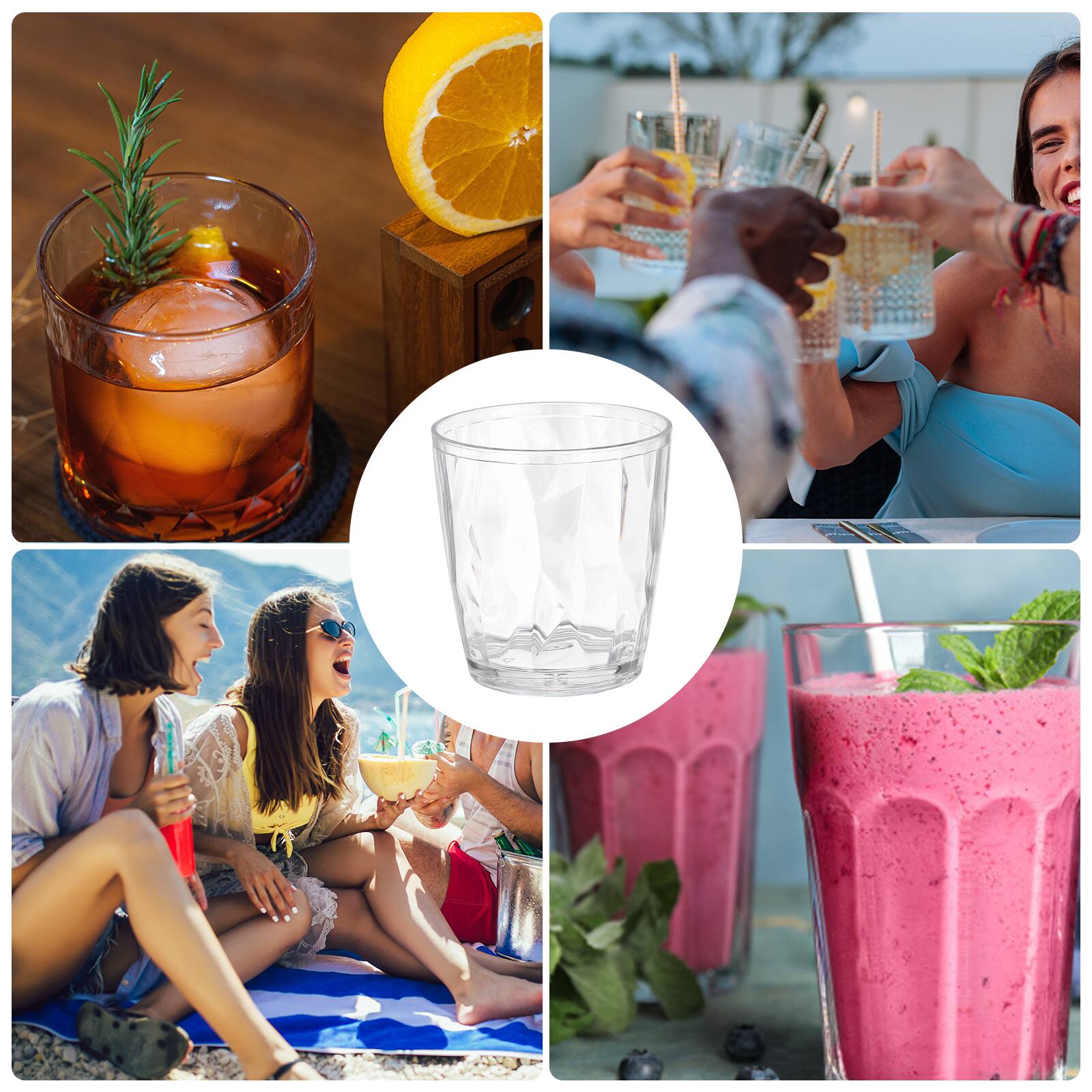 Alt View 6. Unique Bargains - 4pcs Plastic Drinking Glasses, 7.1oz Unbreakable Reusable Stackable Water Tumblers for Home Office - Transparent.