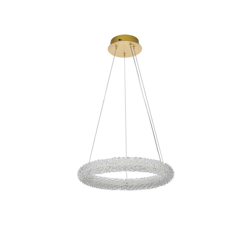 Angle. Elegant Lighting - Bowen 18 inch Adjustable LED Chandelier in Satin Gold - Satin Gold.